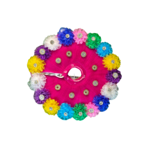 Buy multicolor floral Holi special Laddu Gopal dress online. Vibrant designer Bal Gopal poshak with 3D flower work for festive celebrations.